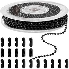 Jishi Steel Ball Chain Bead Dog Tag Chain Beaded Ball Chain 33ft 2.4mm Black