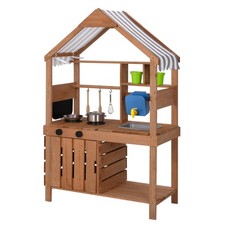 Mud Kitchen for Kids Outdoor, Kids Kitchen Playset with Canopy, Gardening