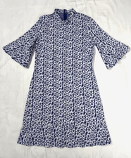 Tyler Boe Women’s Size Small Knit Bell Sleeve Sheath Dress Blue & White Flowers