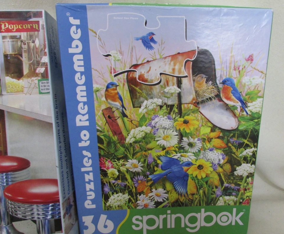 Lot of 2 Springbok Puzzles To Remember Brain Exercise XL 36 Piece Malt Shop/Bird - Image 3 of 4