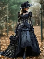 Black Wedding Dresses Long Sleeves Gothic Wedding Gown Customized Lace High Low