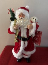 Santa Claus with Bag of Toys  Teddy Bear Figurine 10.5  