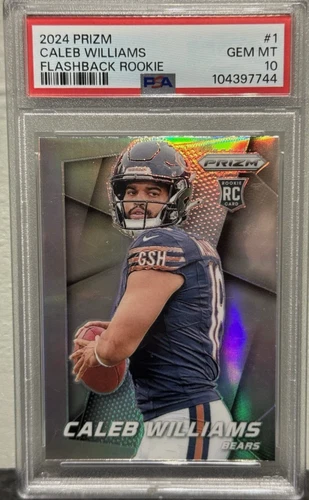 CALEB WILLIAMS 2024 PANINI PRIZM FLASHBACK SILVER RC #1 ROOKIE PSA 10