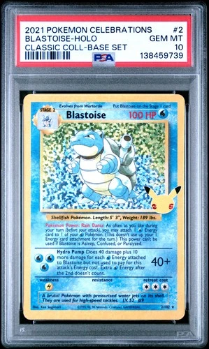 2021 POKEMON CELEBRATIONS CLASSIC COLL #2 BLASTOISE-HOLO PSA 10