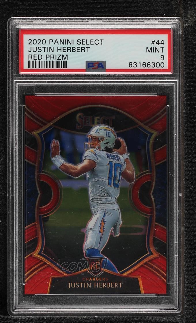 2020 Panini Select Concourse Red Prizm 30/99 Justin Herbert #44 PSA 9 MINT 06or
