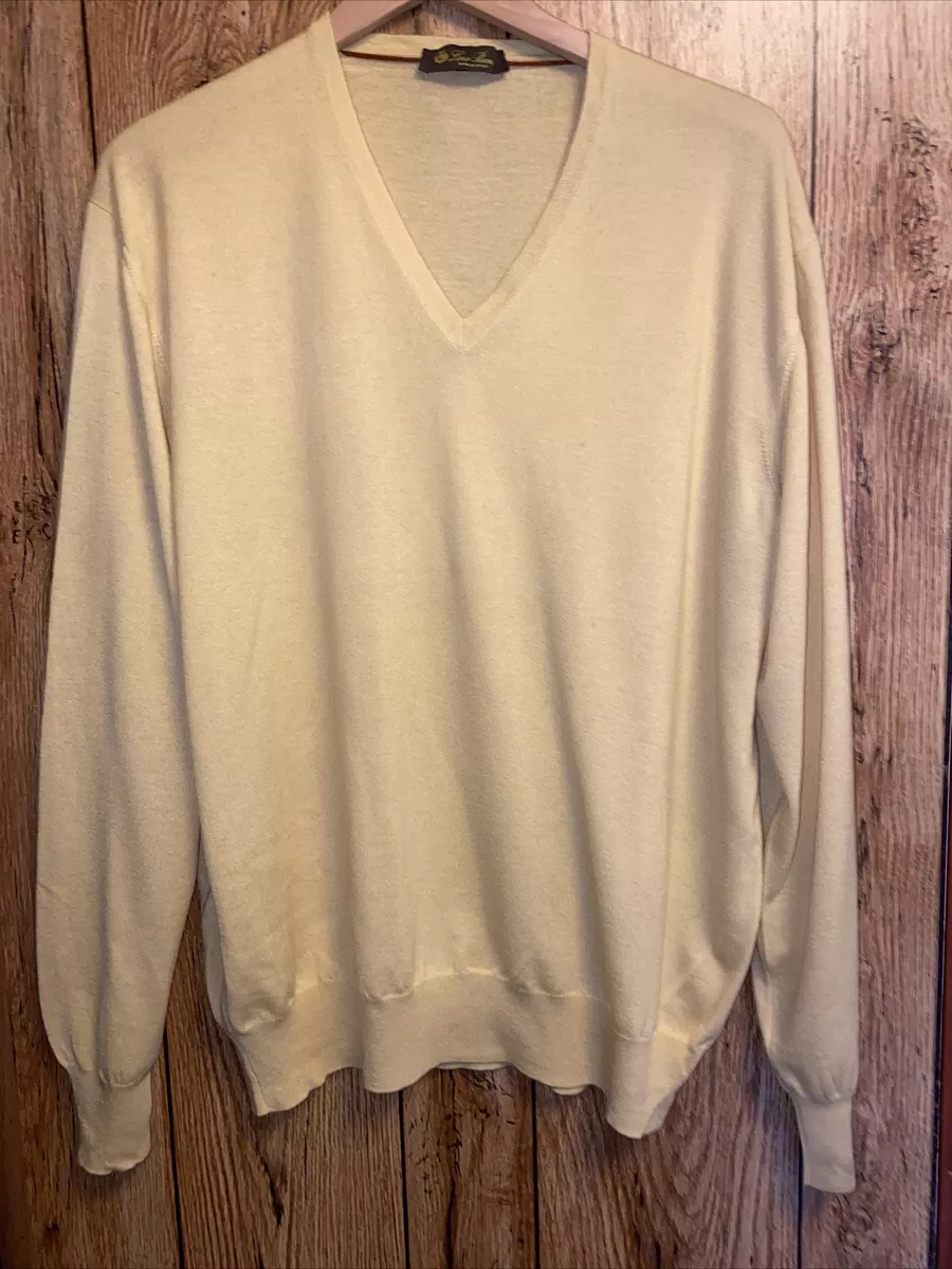2195 Loro Piana 100 Cashmere Men s V Neck Sweater Yellow Sz XXL