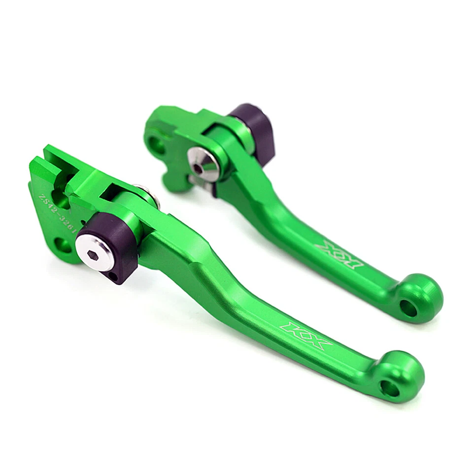 Palancas de control con freno y embrague verde para 06-12 Kawasaki KX250 KX250F KX450F Foto 3 de 4