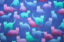 CATS IN TURQUOISE, PINK AND RED FROM HI FASHION/TIMELESS - 100% COTTON FABRIC