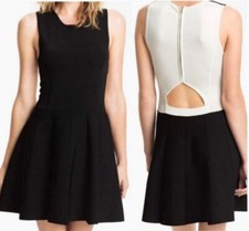 NWT Parker Fit & Flare Dress Colorblock Knit Cutout Womens Size Large