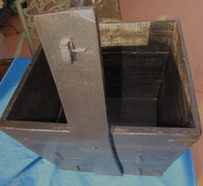 VINTAGE / ANTIQUE WOODEN CHINESE RICE MEASURE BOX/BASKET WITH HANDLE / PRINTING