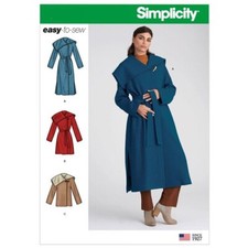 Simplicity R10348 Wrap Coat Jacket w Oversized Collar CHOOSE SIZE UNCUT S9015