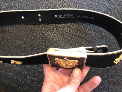 Escada Belt Black Suede & Gold Sz 38 | eBay display picture 2