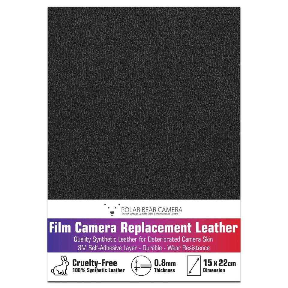 Leatherette Camera Repair Leather Replacement Self-adhesive 0.8mm Thin[BLACK] - Image 2 of 4