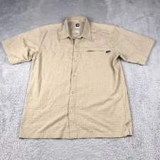 The North Face Shirt Mens L Brown Plaid Seersucker Tekware Tech S/Sleeve