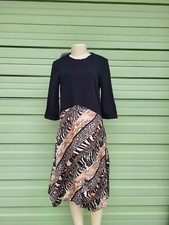 ZARA Woman  Black COMBINED DRESS Midi Ribbed 3/4 Sleeve S  # D309A DEFECT!!!