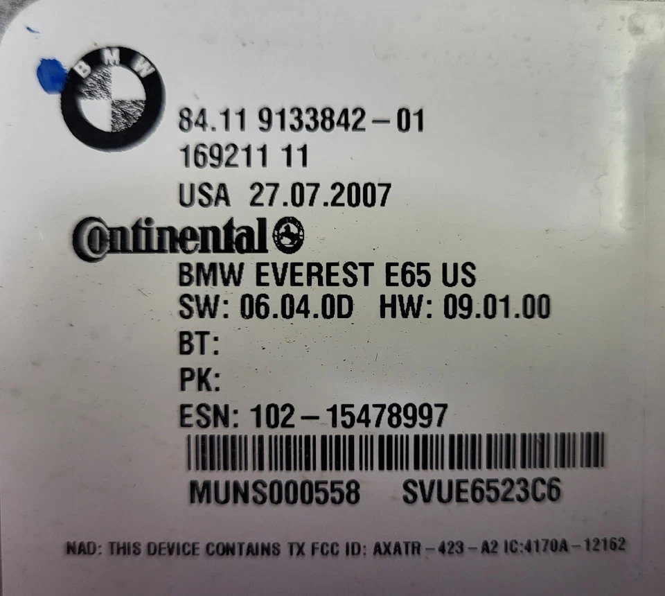 2004 BMW 745 LI Bluetooth Control 84.11 9133842-01 - Image 2 of 4