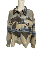 La Miel Womens Eldora Aztec Loose Fit Southwestern Shacket Size Large