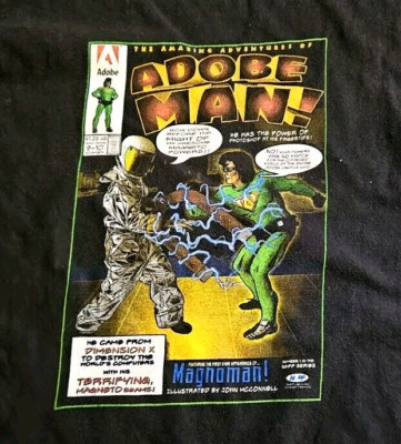 Vintage 90s Adobe Man Photoshop T-Shirt XL IT Tech Computer Creative Suite XL