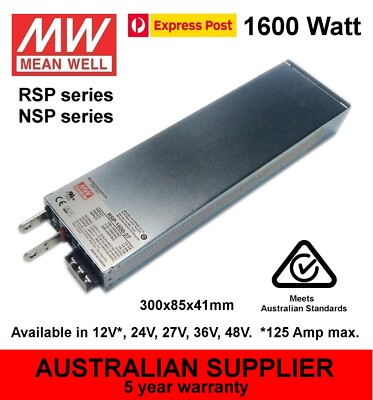 MeanWell RSP-1600 / NSP-1600 Power Supply 1600W 12V 24V 27V 36V 48V DC