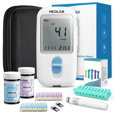Medilax Ketone Monitor and Glucose Meter Kit - Dual Blood Sugar and Ketone