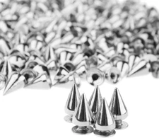 PMLAND 200 Sets/Pairs 9.5Mm Silver Cone Spikes Screwback Studs DIY Craft Cool Ri