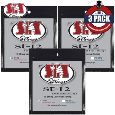 3-PACK SIT ST12 12-String Universal Tuning Nickel Pedal Steel Guitar Strings