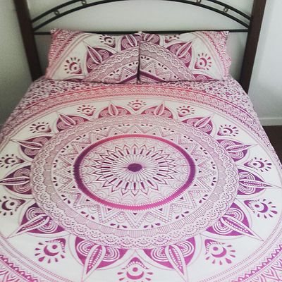 Queen Indian Ombre Mandala Duvet Cover Quilt Cotton Blanket With 2 Pillow Cover