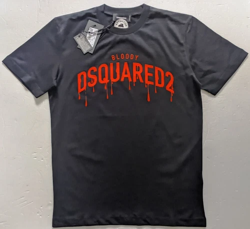 DSQUARED2 MEN'S NAVY BLUE PRINTED T-SHIRT SIZE L