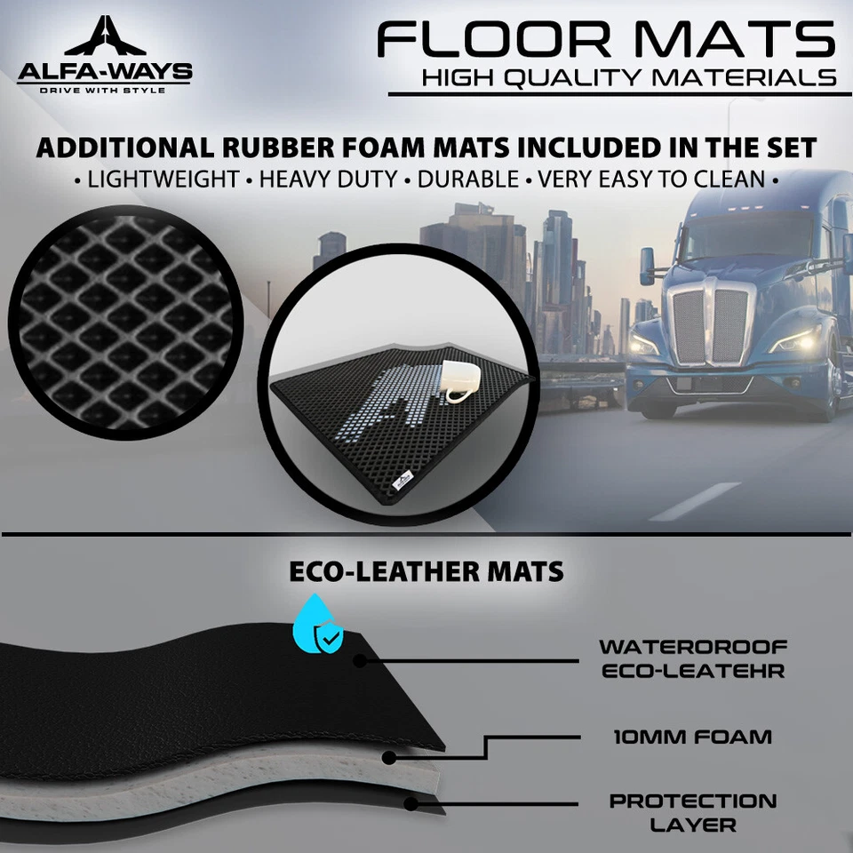 Floor Mats fits KENWORTH T680, - Prestige-Line - BLACK Foto 2 de 4