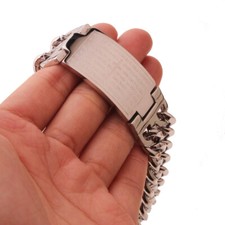 Mens Bible Cross Curb Chain Bracelet Silver 316L Stainless Steel Jewelry 23mm 9"