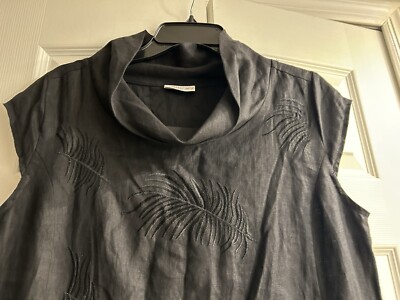 FOIL Black Linen Sheath Dress~Pockets~Embroidered leaves~Side zip~Slits~Size 8 | eBay FOIL Black Linen Sheath Dress~Pockets~Embroidered leaves~Side zip~Slits~Size 8 | eBay