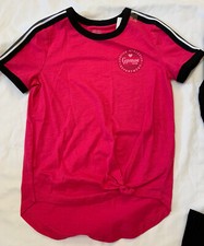 Nwt Justice Sport Gymnast Striped Sleeve Tee Size 8 PINK
