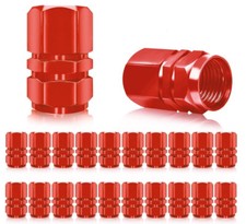 Red Hex Aluminum Tire Valve Caps - Sets Of 4 8 12 Or 20 - Universal Red Hex Aluminum Tire Valve Caps - Sets Of 4 8 12 Or 20 - Universal