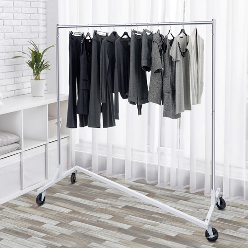 Commercial Garment Rack Rolling Collapsible Clothing Shelf Z-Base Indoor
