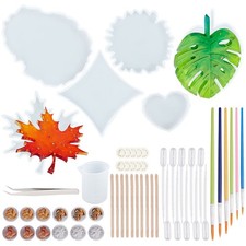 1bag Cup Mat Kit with Molds 304 Stainless Steel Tweezers Plastic Art Brushes