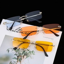 Rectangle Rimless Classic Sunglasses UV400 Gradient Lens Women Daily Glasses