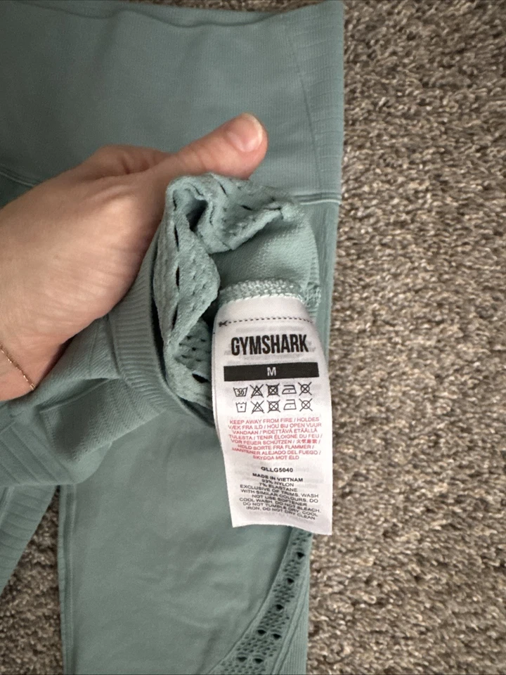 全新无标签 GymShark 女式能量无缝打底裤绿色/蓝色 M 码 — 第 4/4 张图片