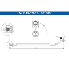 ATE 24.5143-0280.3 Bremsschlauch für VW SEAT AUDI SKODA CUPRA LEON SC ALHAMBRA