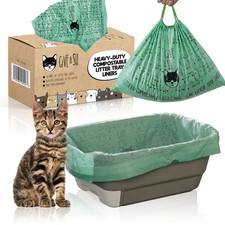 Home Compostable Cat Litter Box Liners, Jumbo XL 36 x 19 Drawstring - Extra...
