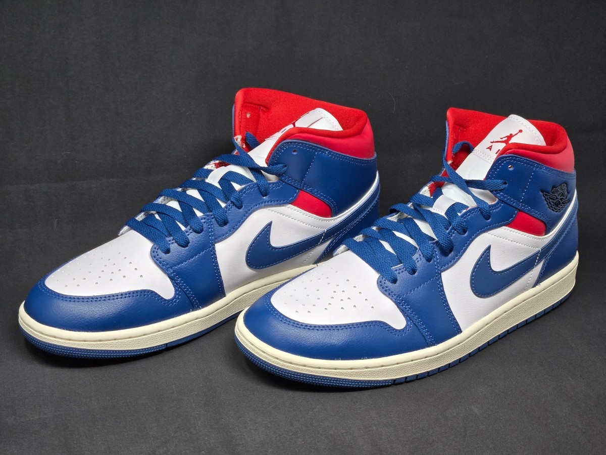 Nike Air Jordan 1 Mid Men's Multi Size Red White Blue Shoes BQ6472