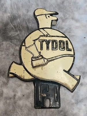Vintage Original 1930s Tydol Man License Plate Topper Advertising Gas Oil Sign