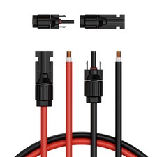 10AWG PV Cable Set: 100ft Red  100ft Black, Waterproof MC4, UV/Heat Resistant