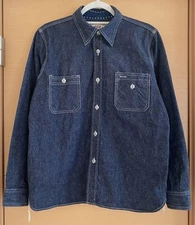Samurai Jeans Denim Work Shirt 100% Cotton Indigo From Japan