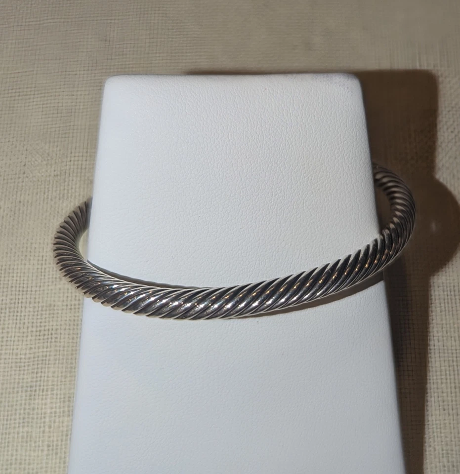 Turquoise & Silver Cuff Bracelet | David Yurman Cuff Bracelet | Cable Cuff - Image 3 of 4