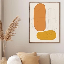 Hand Painted on Oil Painting Abstract Wall Art Home Decor Simple Yellow Orange