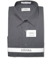 Mens Solid CHARCOAL GREY Color Dress Shirt with Convertible Cuffs sz 15.5 32/33