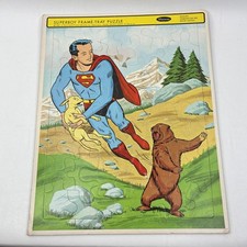 1968 Superman Whitman Frame Tray Puzzle Vintage DC Comics Superboy 11.5" x 14.5"