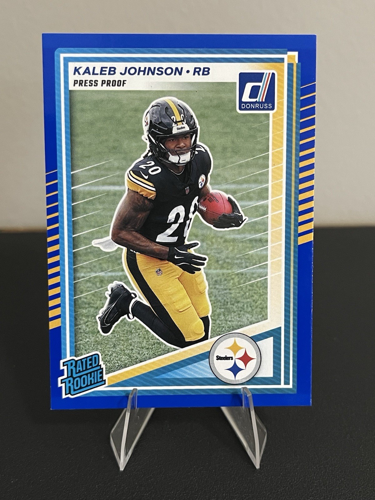 2025 Panini Donruss - Rated Rookie Kaleb Johnson #322 Press Proof Blue (RC)