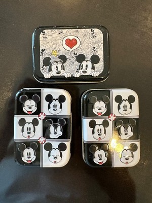 3 Disney Mickey Mouse Embossed Tin Cotton Buds Q tips Souvenir Keepsake