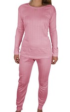 Women  s Lined Knit Comfort 100 Cotton Thermal Underwear 2 PC Set Large, Red 